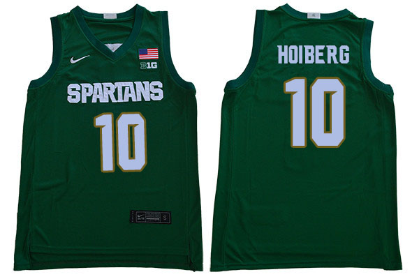 2019-20 Men #10 Jack Hoiberg Michigan State Spartans College Basketball Jerseys Sale-Green